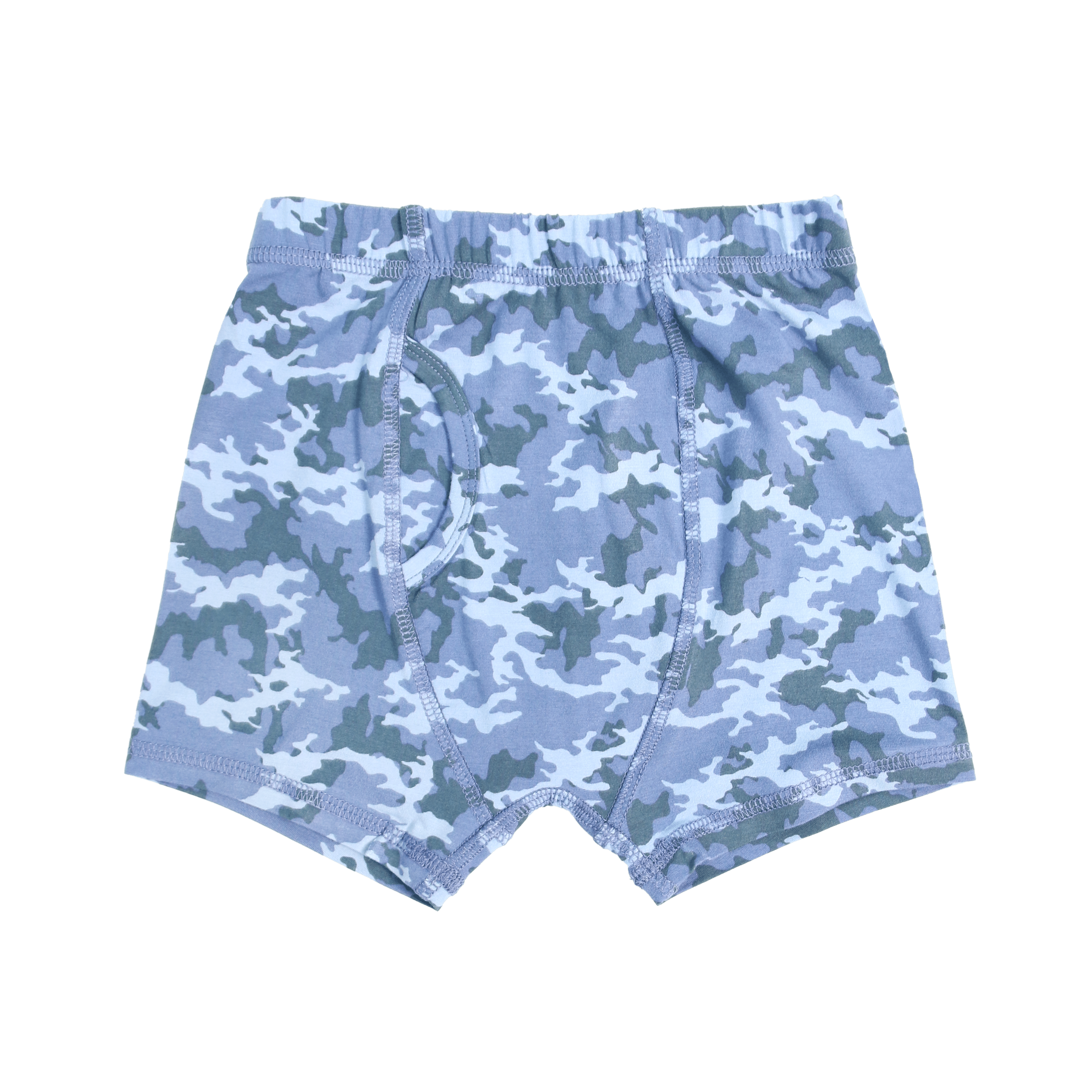 Boys' briefs in blue camo print with elastic waistband