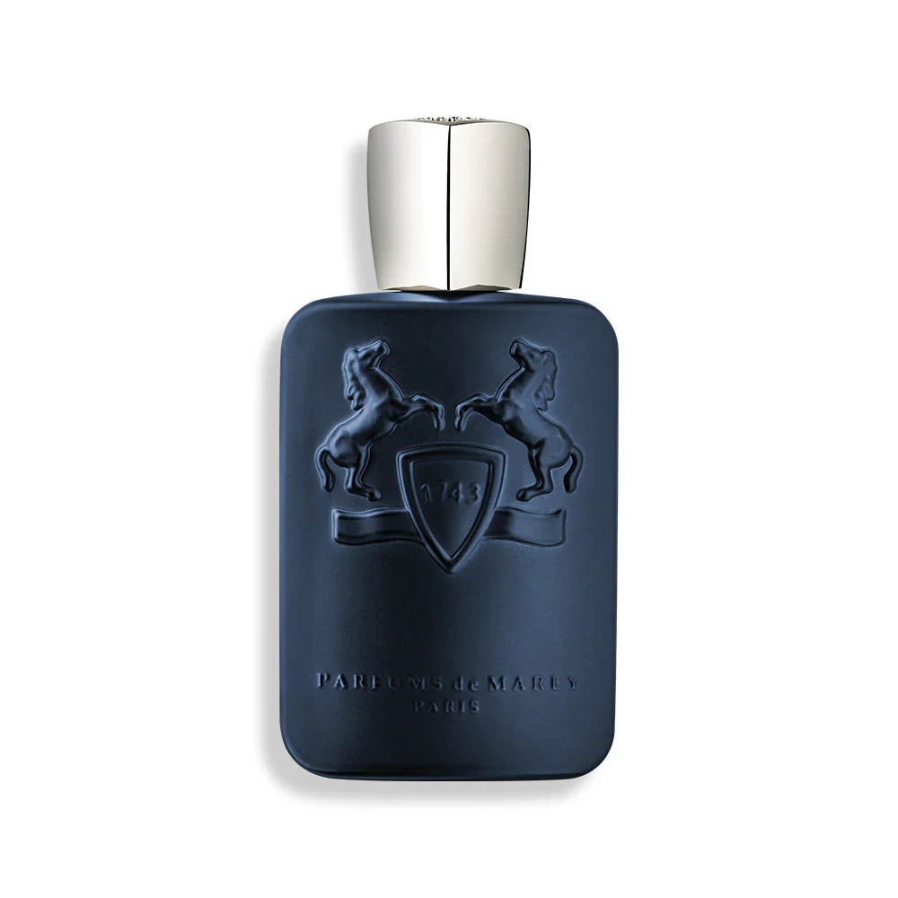 Parfums De Marly Layton eau de parfum bottle, dark blue glass with silver cap