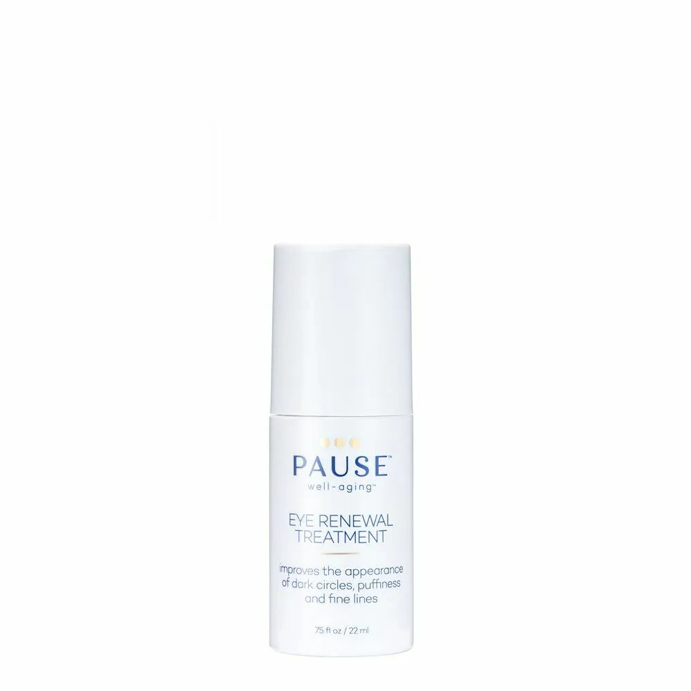 Pause eye renewal treatment bottle, white pump-style dispenser