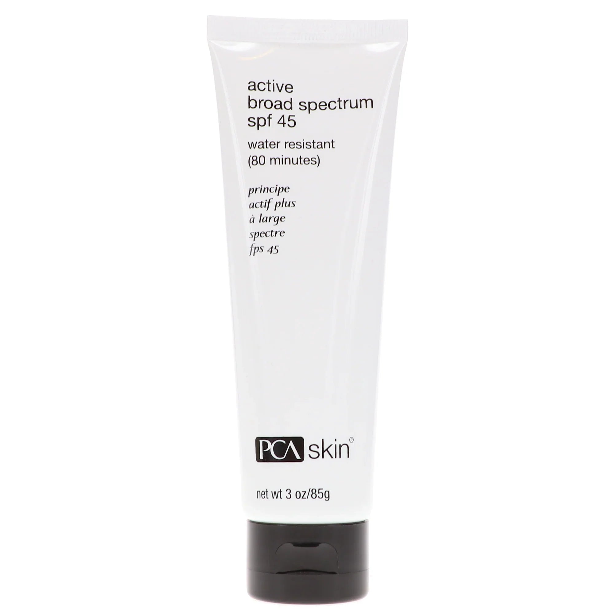 PCA Skin Active broad spectrum SPF 45 sunscreen tube, 3 oz/85 g