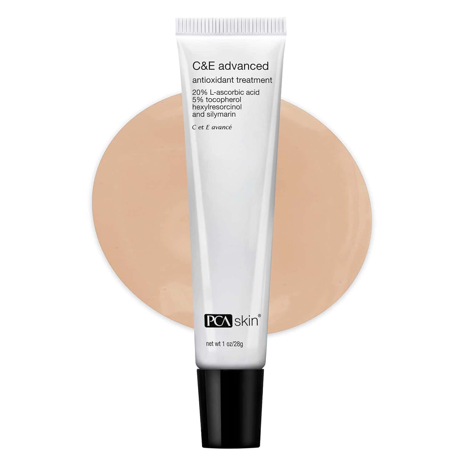 PCA Skin C&E Advanced antioxidant treatment squeeze tube, white with black base