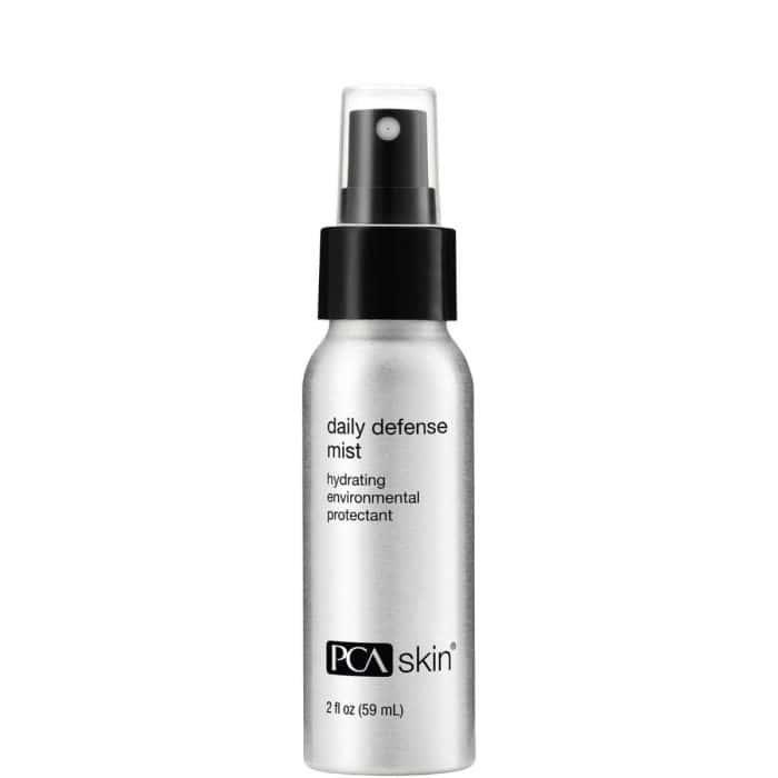 PCA Skin Daily Defense Mist 2 oz spray bottle, clear liquid, black pump top