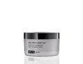 Skincare cream jar with black lid, white label, for dry skin relief