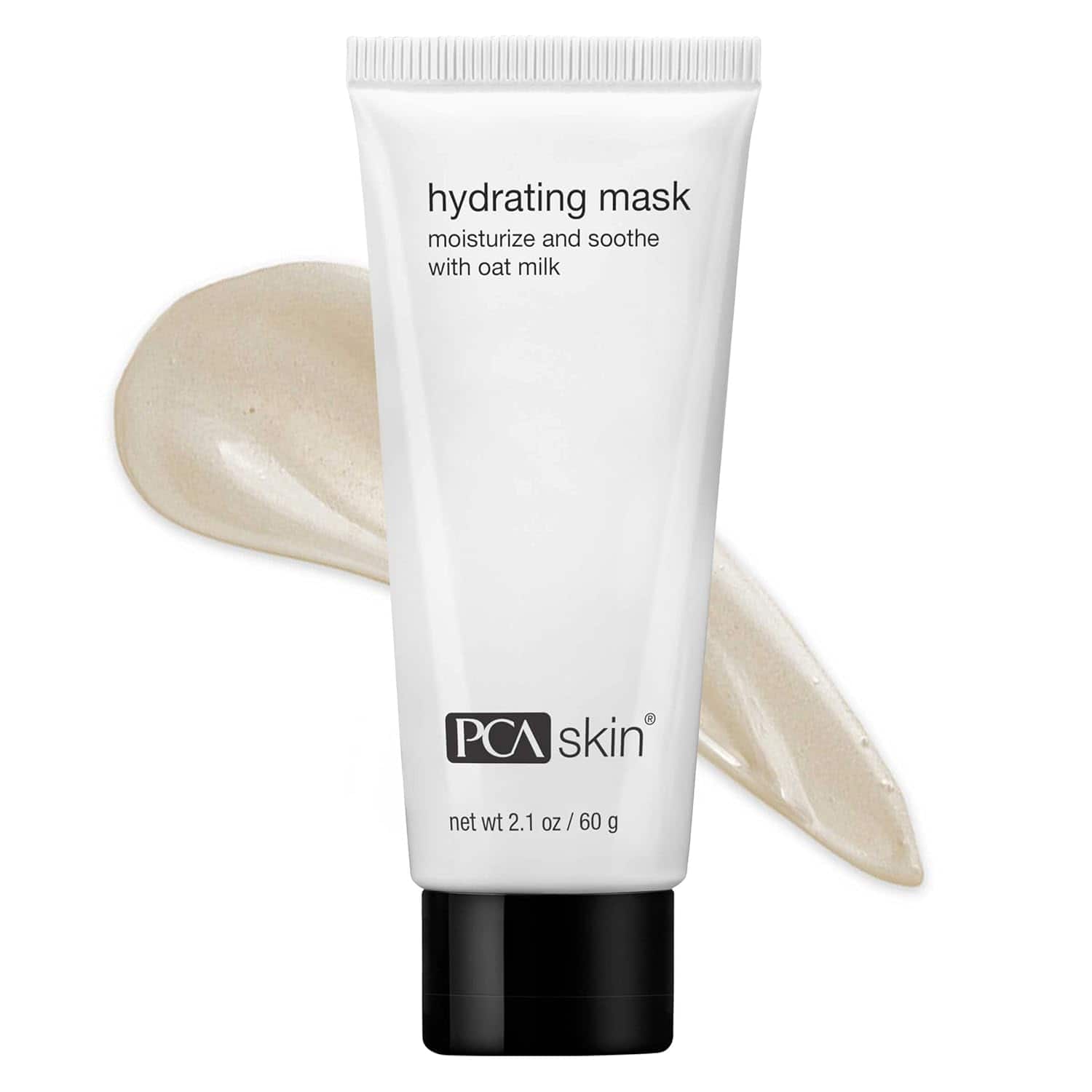 PCA Skin hydrating mask tube, white cream color, black flip-top cap