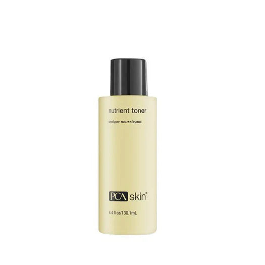 PCA Skin nutrient toner bottle with pale yellow liquid and black cap