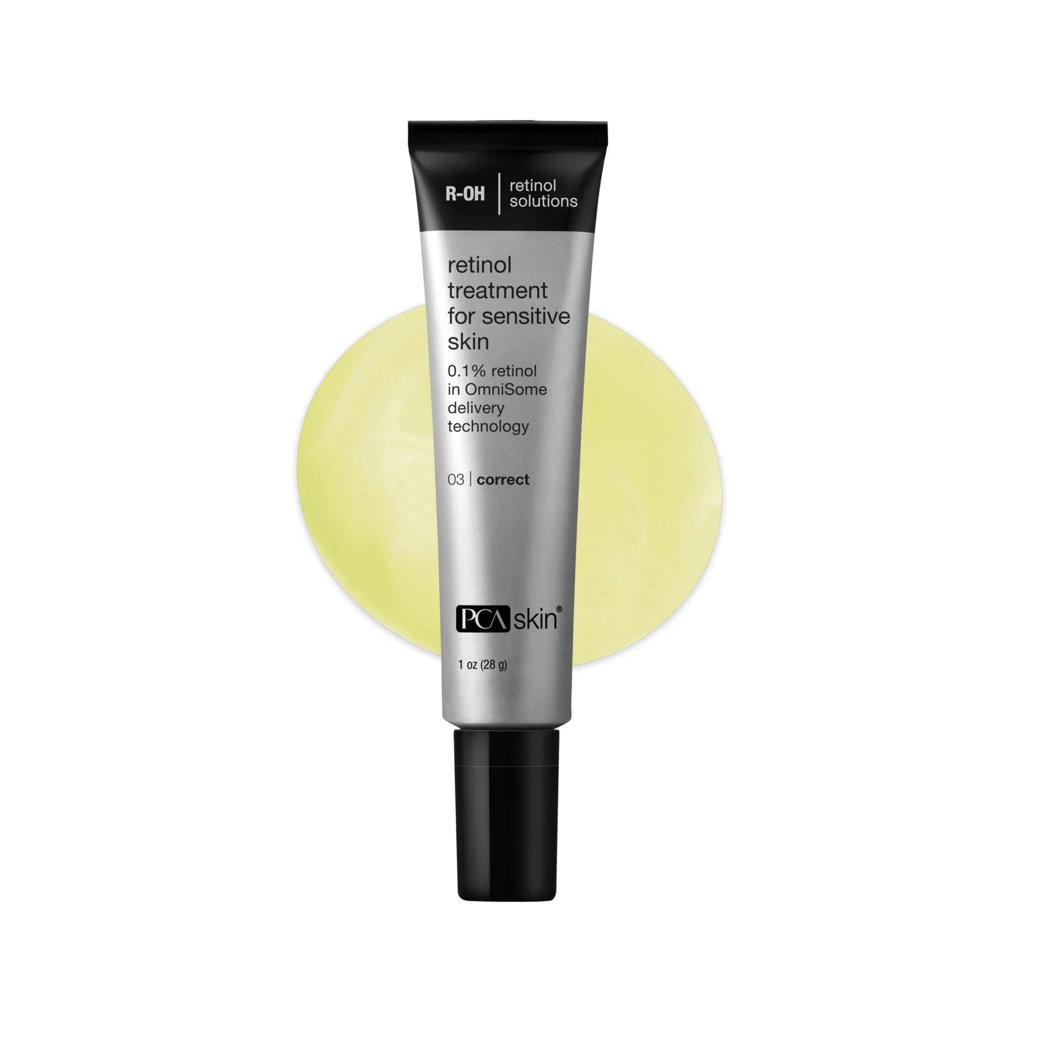 PCA Skin retinol treatment tube, black cap, for sensitive skin, 1 oz (28 g)