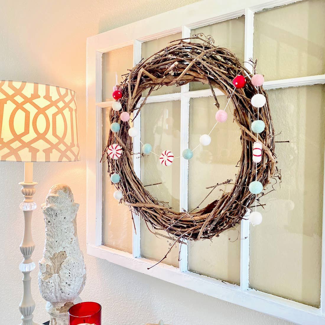 Peppermint Felt Ball Garland