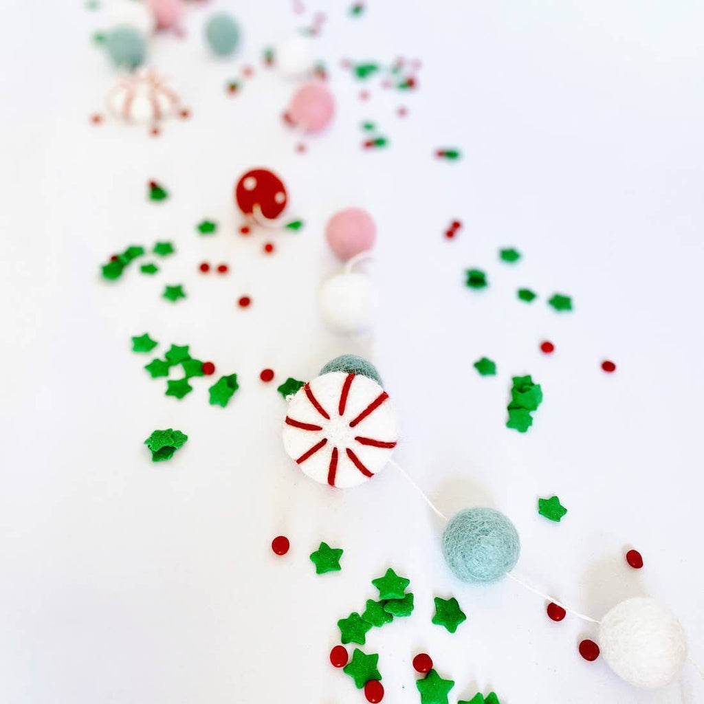 Peppermint Felt Ball Garland