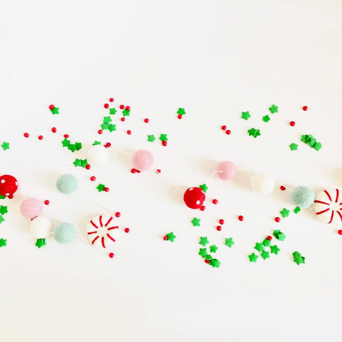 Peppermint Felt Ball Garland