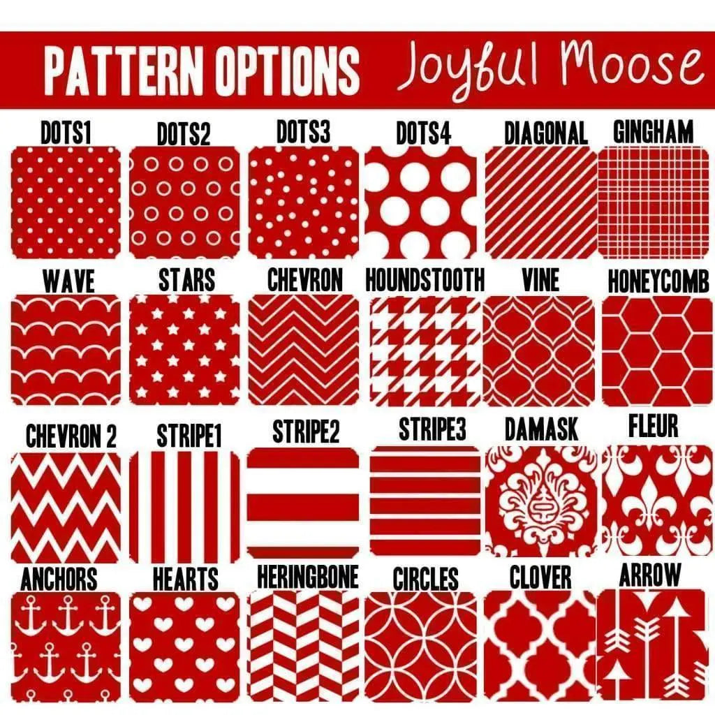 Pattern options sheet for chevron and other designs on personalized dog ID tags