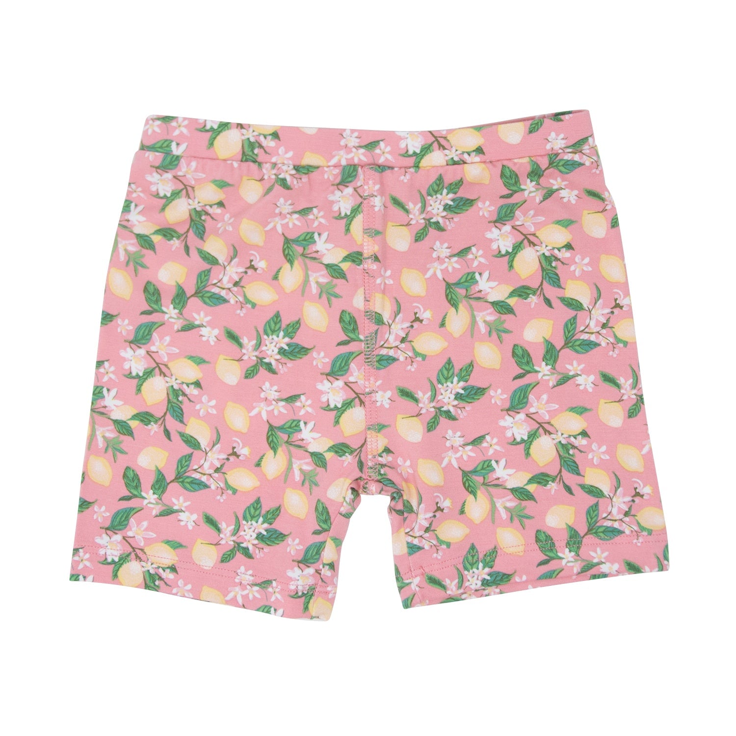Girls' pink floral pajama shorts with elastic waistband