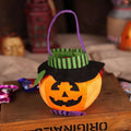 Plush Pumpkin Halloween Candy Bags with Witch Hat
