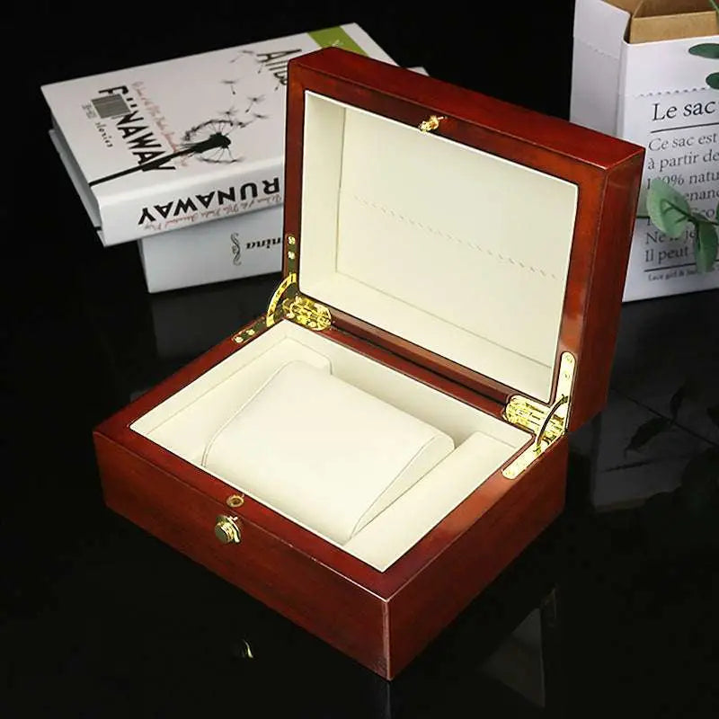 Polished Reddish Brown Watch Box Custom Jewelry Case