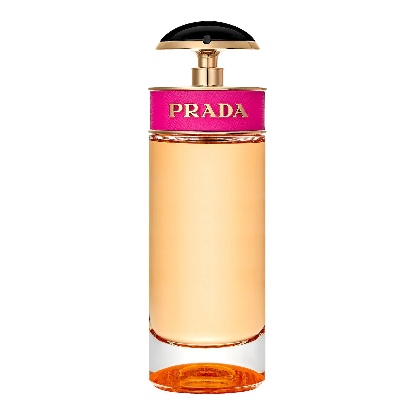 Prada Candy eau de parfum bottle with pink label and gold cap, 2.7 oz
