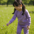 Purple crew neck sweatshirt and jogger pants set on child