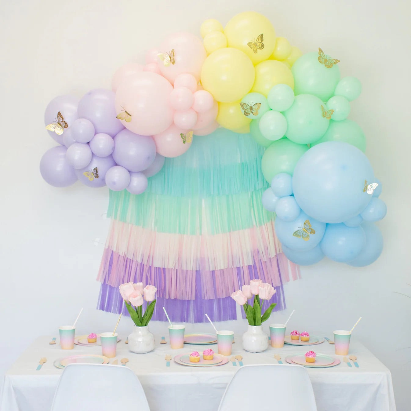 Soft Pastel Rainbow Balloon Garland Kit | Pink Green Blue Yellow Purple DIY Arch