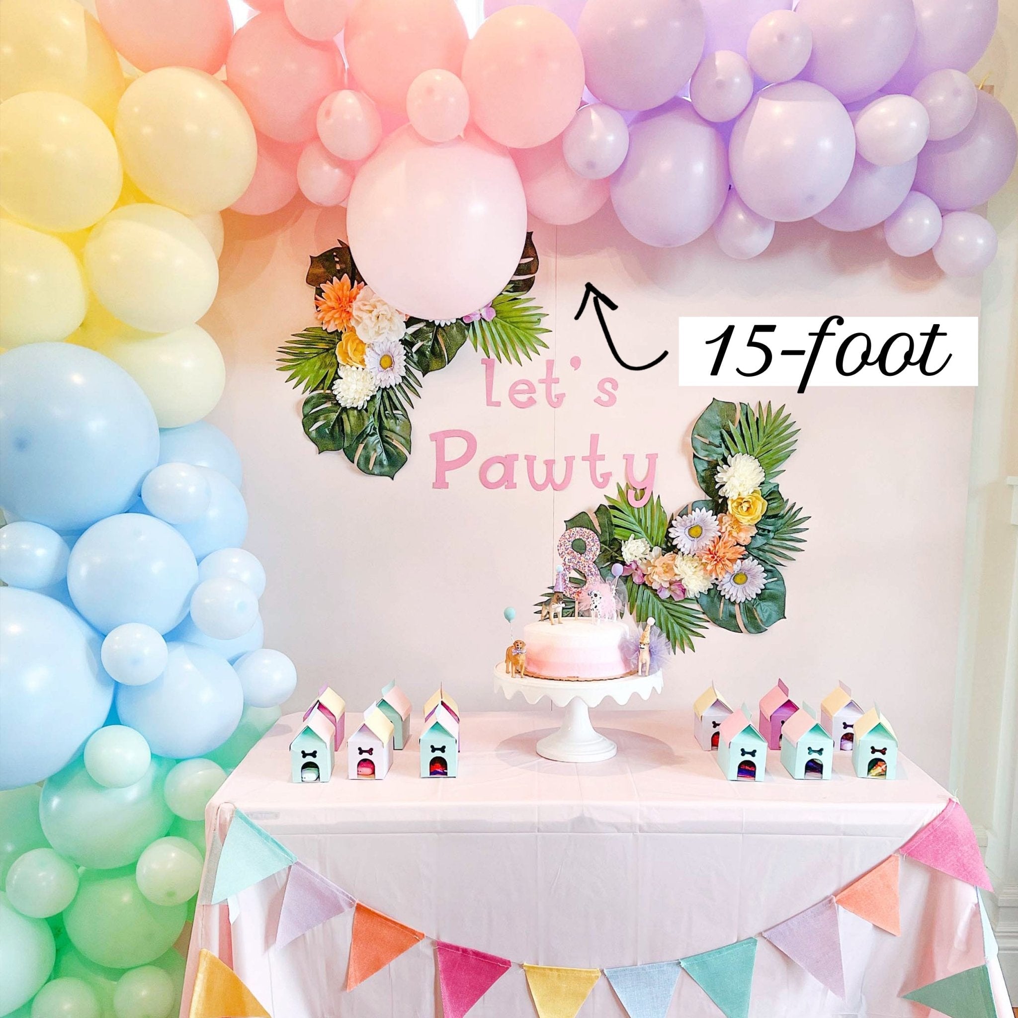 Soft Pastel Rainbow Balloon Garland Kit | Pink Green Blue Yellow Purple DIY Arch