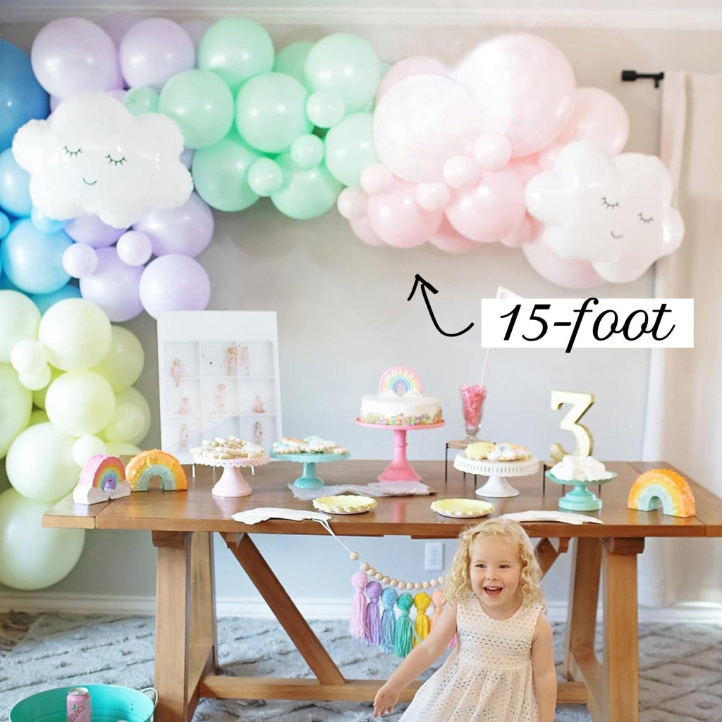 Soft Pastel Rainbow Balloon Garland Kit | Pink Green Blue Yellow Purple DIY Arch