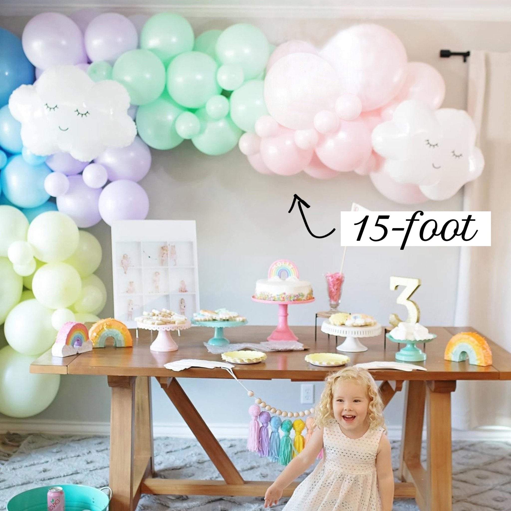 Soft Pastel Rainbow Balloon Garland Kit | Pink Green Blue Yellow Purple DIY Arch