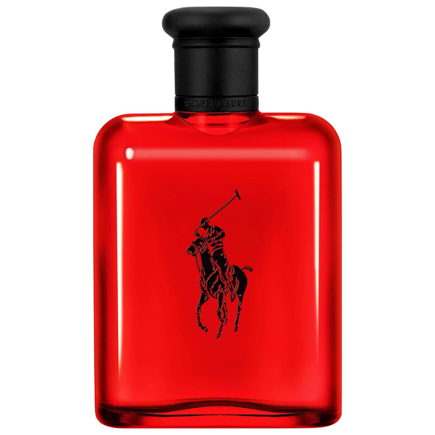 Ralph Lauren Polo Red eau de toilette bottle with black cap