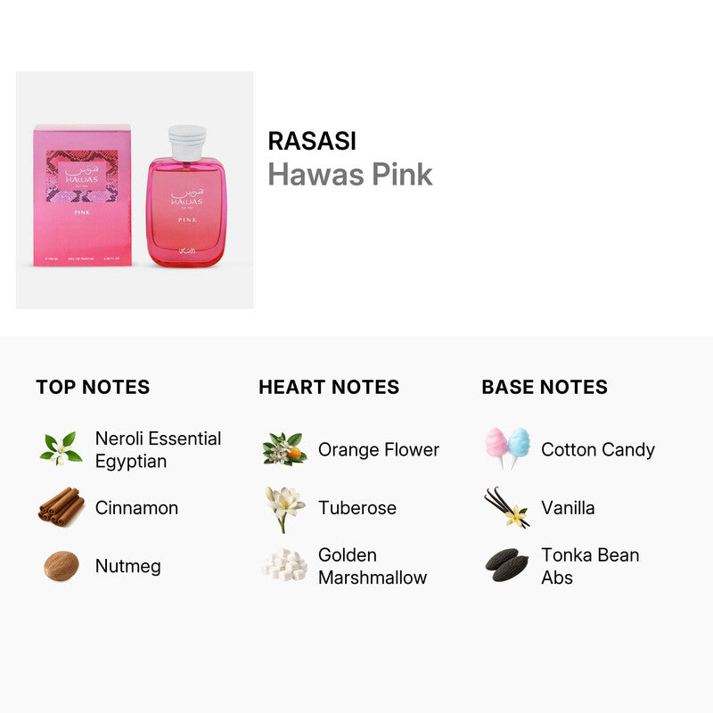 Rasasi Ladies Hawas Pink EDP Spray 3.4 oz for woman