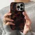 Retro Amber Laser Texture Phone Case | Leopard Print Shockproof Soft Back Cover for iPhone