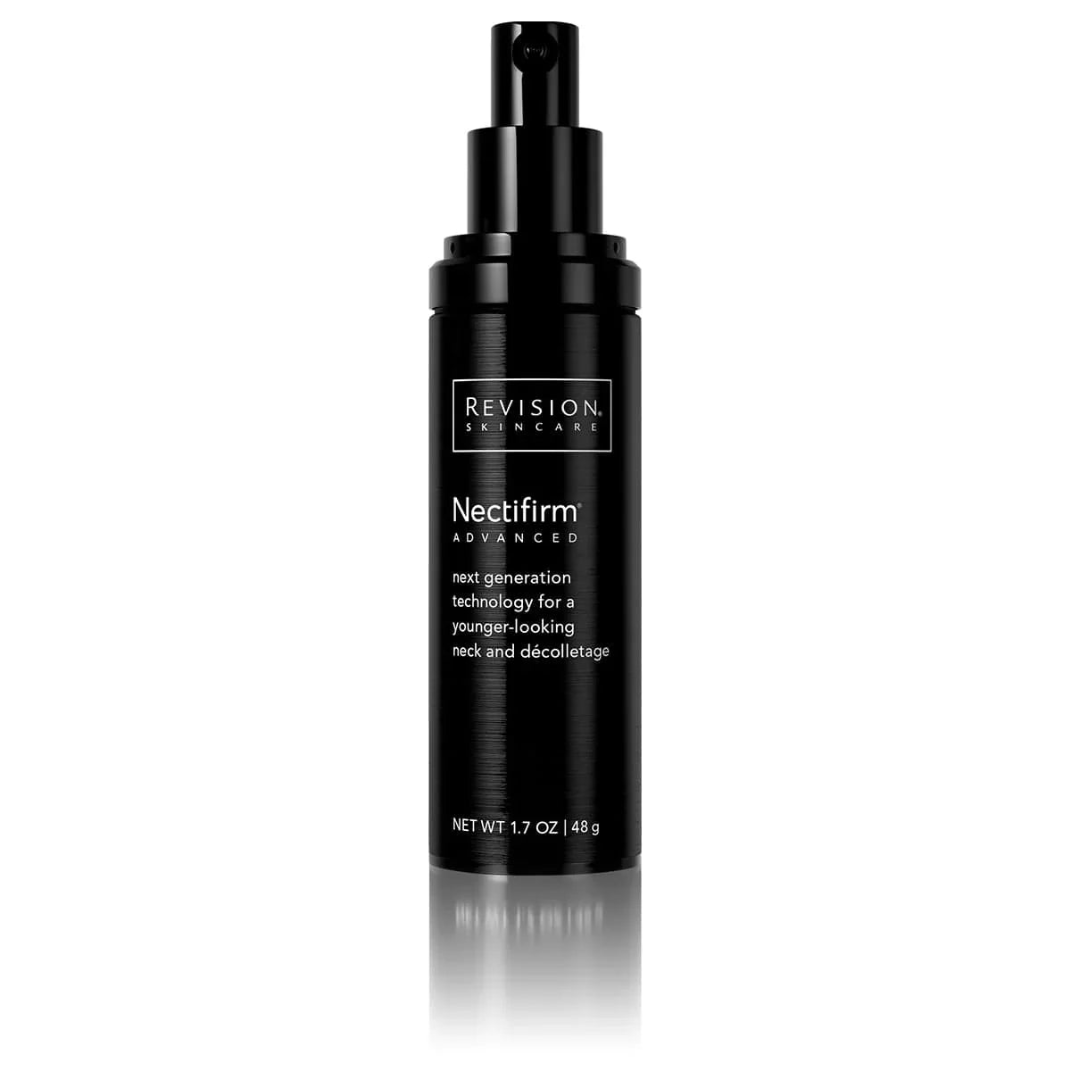 Revision Nectifirm Advanced serum bottle with pump, black plastic, 1.7 oz