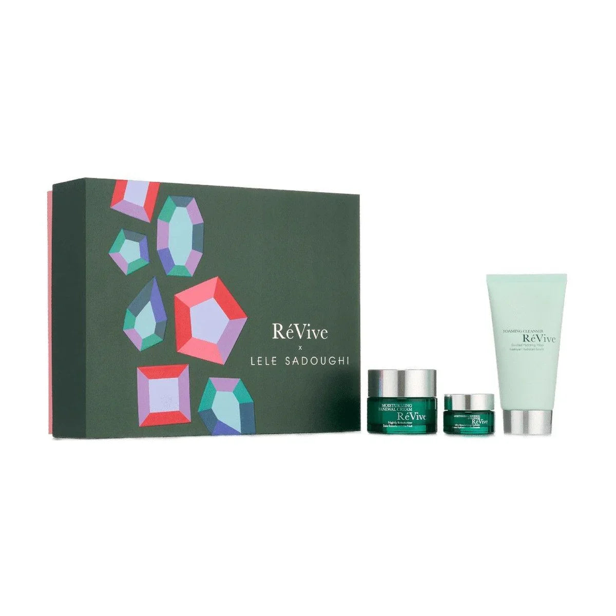 Skincare icons set in box with two small bottles and a cream tube