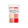 Lip2Cheek Glow Quad Mini compact with four face and lip color pans: nude, coral, bronze, red.