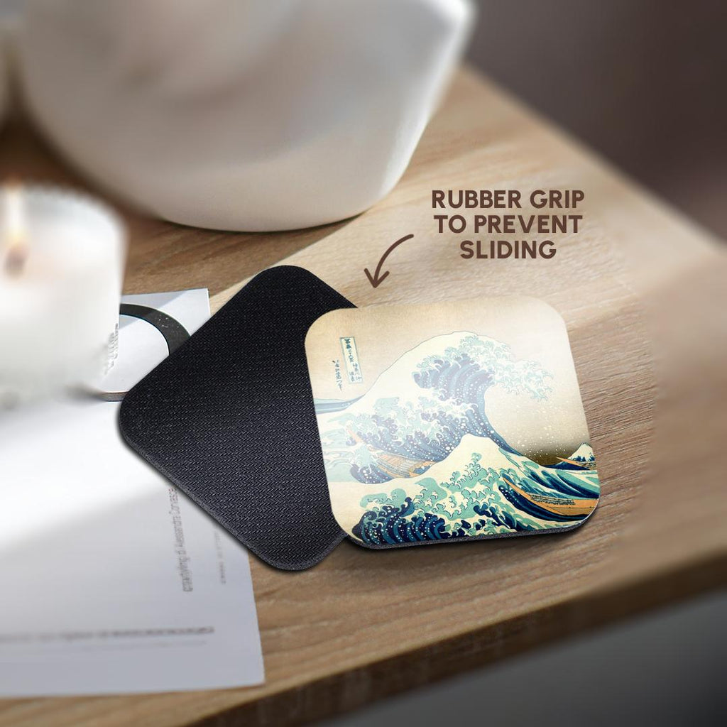 3dRose InspirationzStore Vintage Art - The Great Wave Off Kanagawa by Japanese Artist Hokusai - Dramatic Blue sea Ocean Ukiyo-e Print 1830 - Coasters (CST_155631)