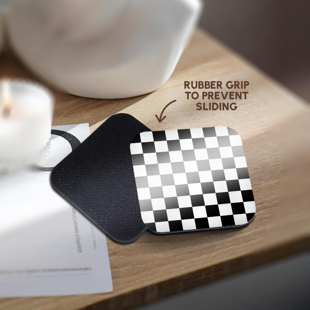 3dRose InspirationzStore patterns - Check black and white pattern - checkered checked squares chess checkerboard or racing car race flag - Coasters (cst_154527)