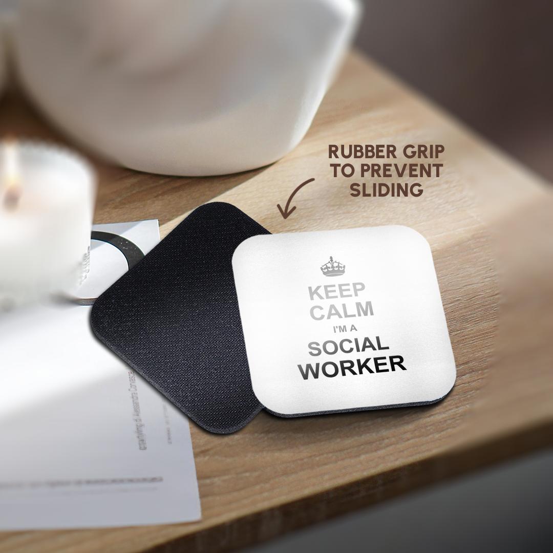 3dRose InspirationzStore Typography - Keep Calm Im a Social Worker - job pride - funny profession work gift - Coasters (cst_194473)