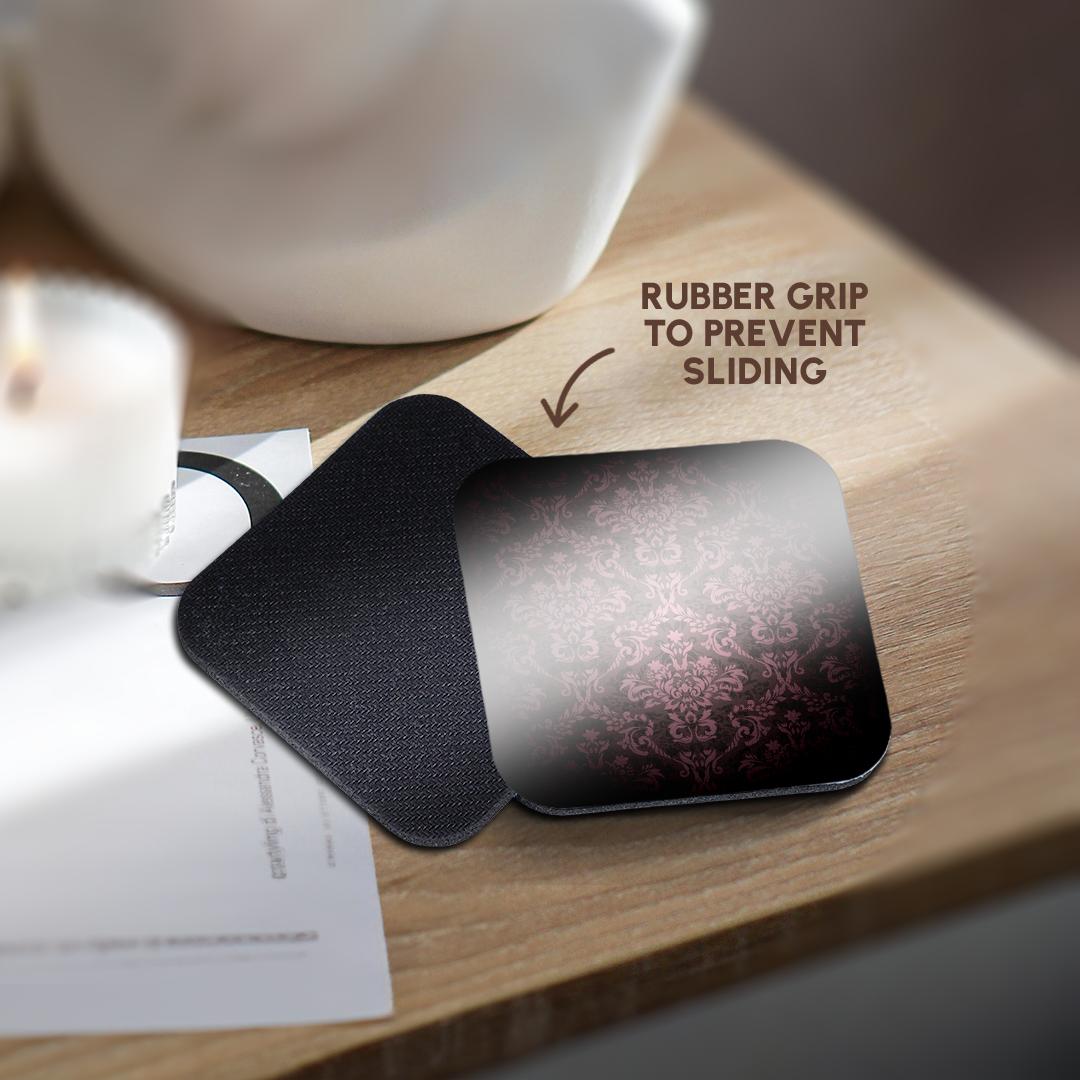 3dRose Anne Marie Baugh Damask - Deep Eggplant Purple Glowing Damask Pattern - Coasters (cst_153076)