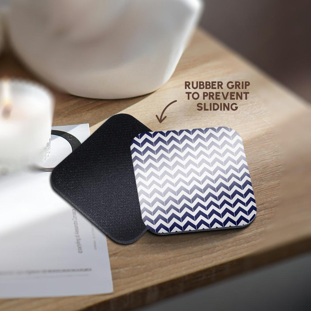 3dRose Janna Salak Designs Contemporary Patterns - Navy Blue and White Chevron Herringbone - Coasters (cst_212474)