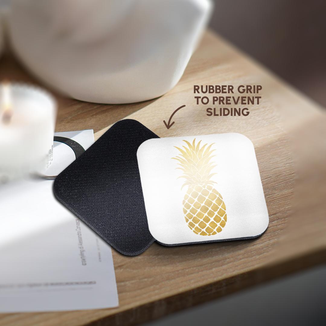 3dRose PS Chic - Picturing Gold Glitz Pineapple - Coasters (cst_271077)