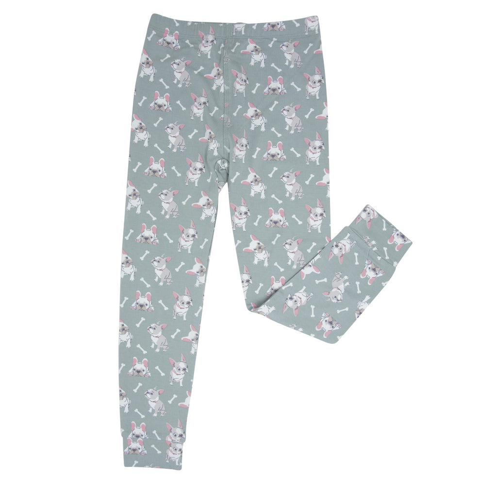 Mint green pajama pants with elastic waist and allover rabbit print