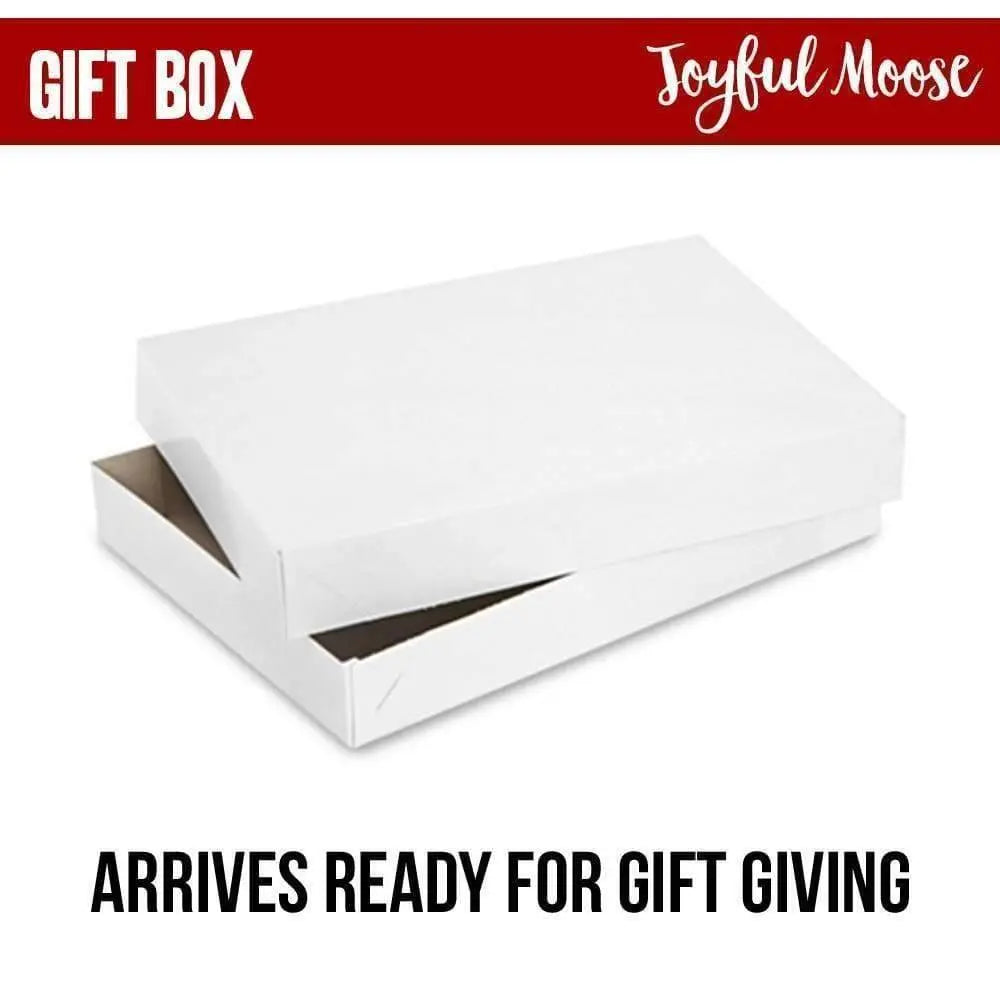White gift box packaging for a wooden bottle opener bar sign