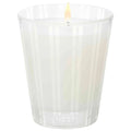 Grapefruit NEST candle in clear ridged glass tumbler with one flame and NEST logo