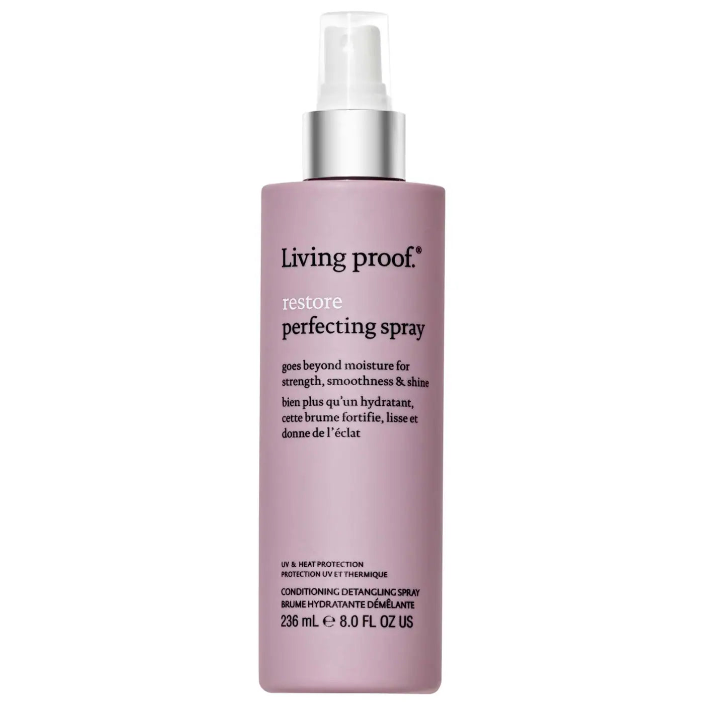 Living Proof restore perfecting spray bottle with pump, mauve tinted, 8 fl oz