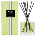 NEST reed diffuser bottle with lime green and clear glass, black reeds, 5.9 oz