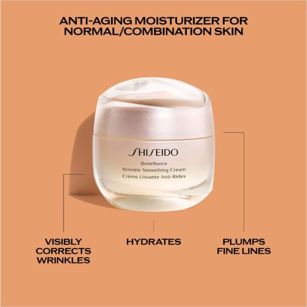 Anti-aging wrinkle smoothing cream jar for normal/combination skin; hydrates