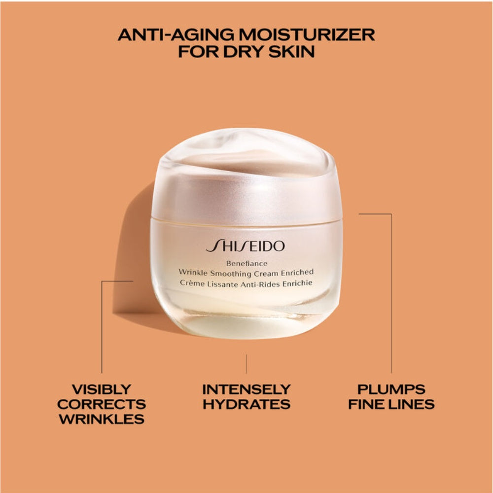 Shiseido Benefiance enriched wrinkle smoothing cream jar with pale cream