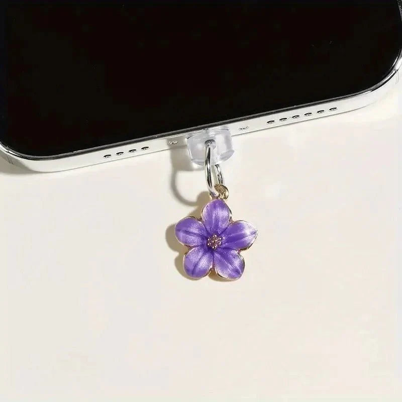 Simple Flowers Phone Dust Plug | Decorative Charging Port Pendant