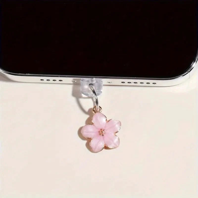 Simple Flowers Phone Dust Plug | Decorative Charging Port Pendant