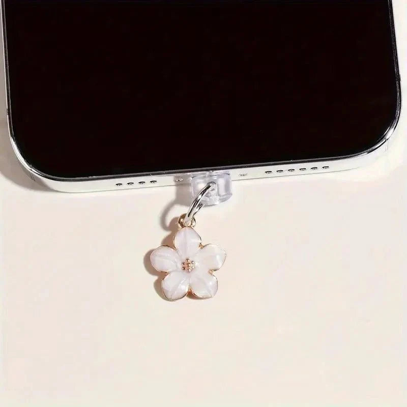 Simple Flowers Phone Dust Plug | Decorative Charging Port Pendant