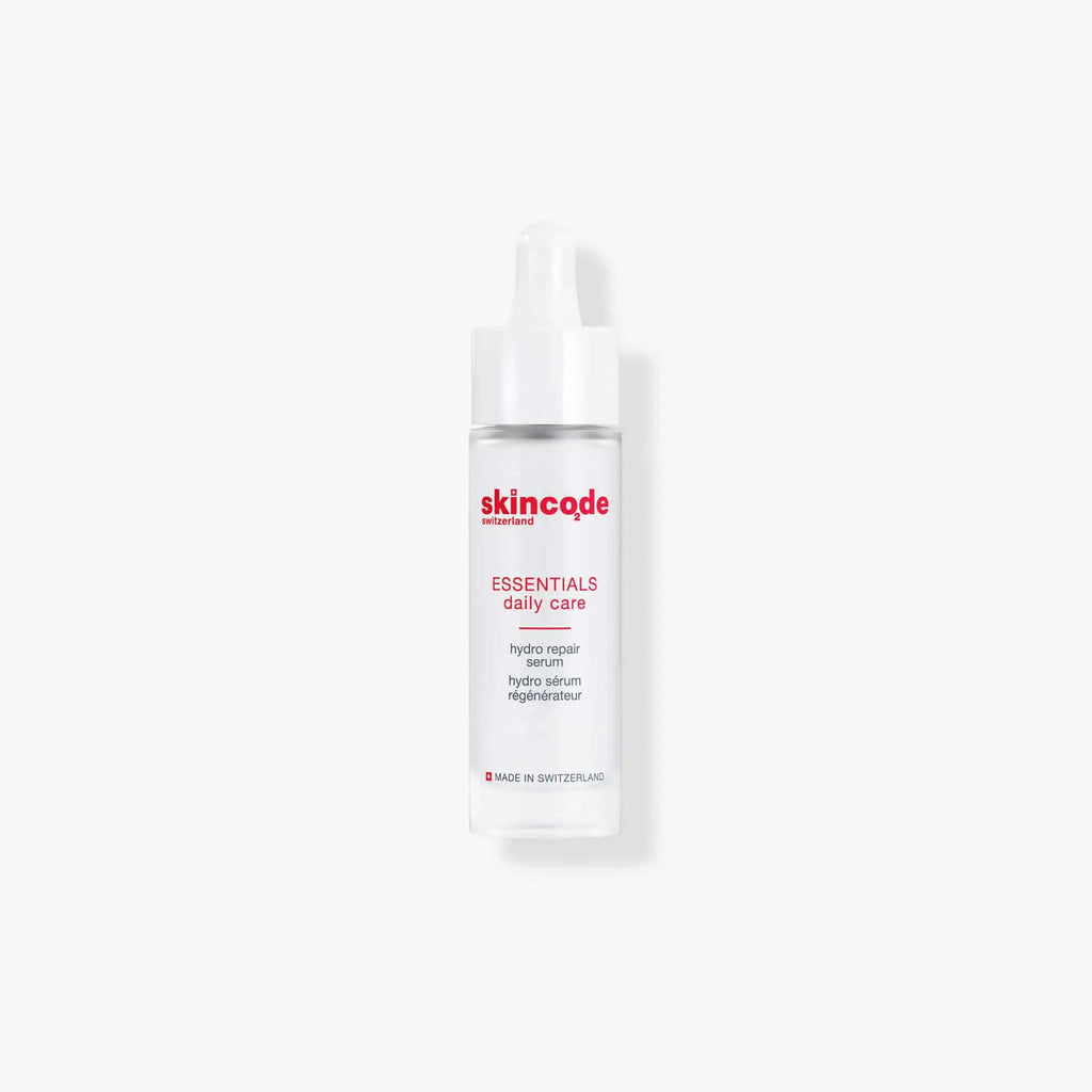 Skincode hydro repair serum bottle with dropper, white label, 30 mL