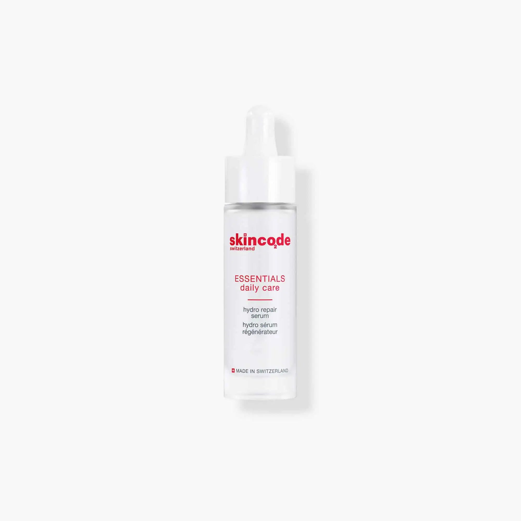 Skincode hydro repair serum bottle with dropper, white label, 30 mL