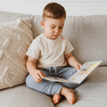 Boy pocket pants in steely grey, drawstring waist, tapered legs with elastic cuffs