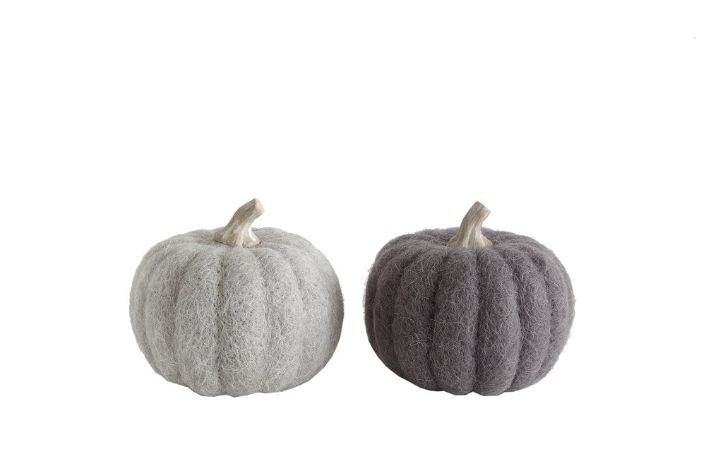 Small Felted Pumpkin in Grey Tones Fall Decor