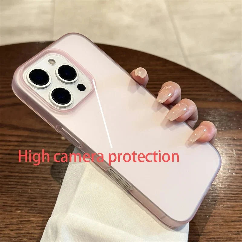 Soft Matte Candy Transparent Phone Case | Shockproof Silicone Bumper Cover for iPhone 11 to 16 Series